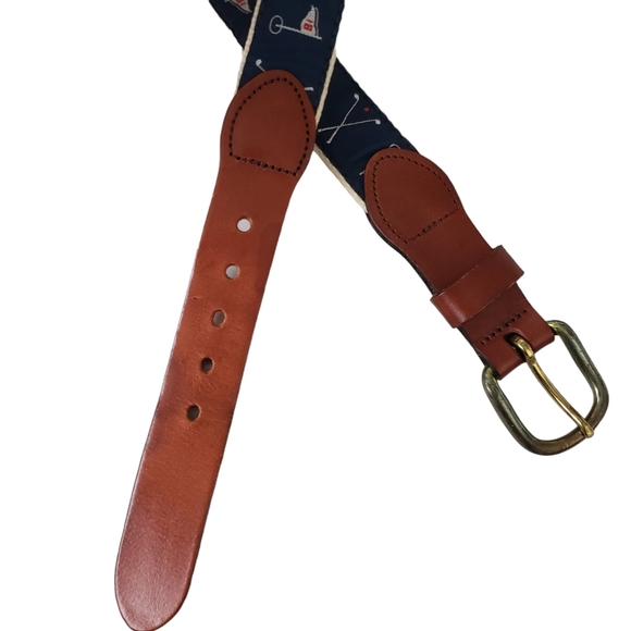 Leather Man Utd. Golf Club Belt Handmade Leather & Canvas - Picture 5 of 7